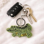 Salve Rhinestone Encrusted Crocodile Keychain for Women - Salve