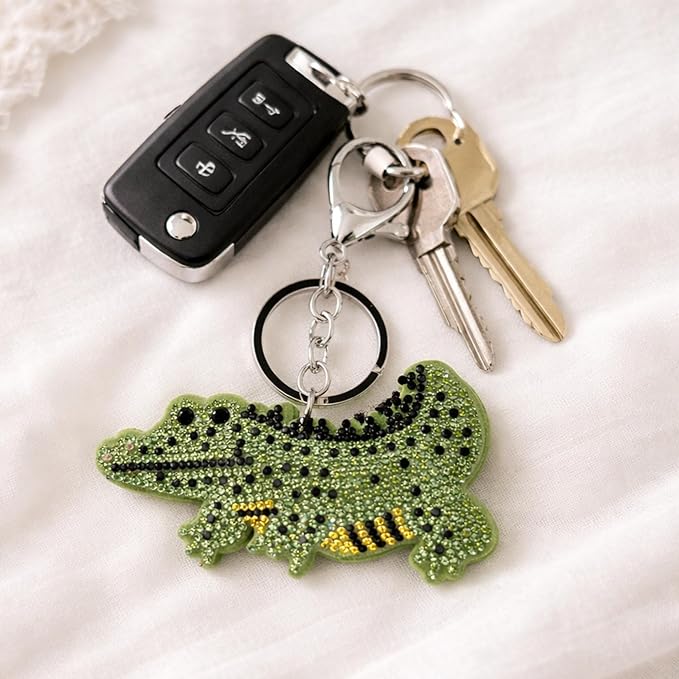 Salve Rhinestone Encrusted Crocodile Keychain for Women - Salve