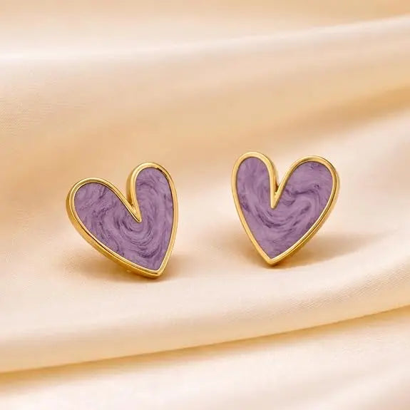 Salve Lavender Purple Heart Earrings for Women - Salve