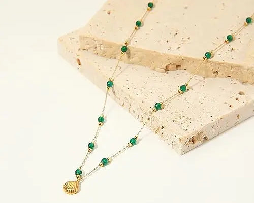 Salve Green Beads Shell Pendant for Women - Salve