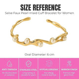 SALVE faux pearl inlaid cuff bracelet with sleek metal band and elegant pearl accents, stylish accessory for any outfit.