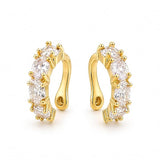 Salve No Piercing CZ Ear Cuffs, silver-tone earrings with sparkling cubic zirconia stones, designed to wrap around the ear.