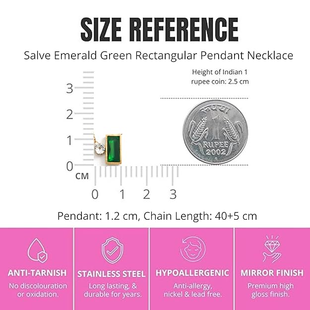Emerald Green Rectangular Stone Pendant SALVE