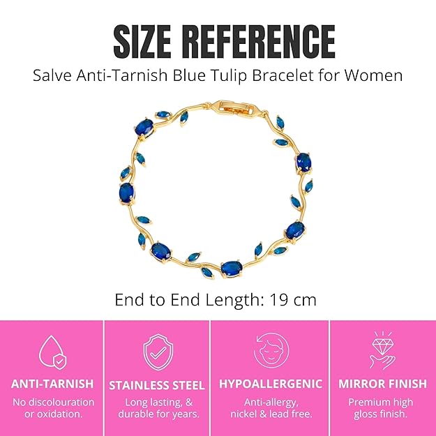 Blue Tulip Bracelet by SALVE featuring intricate tulip-shaped charms and delicate silver chain design.