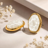 Faux Pearl Resin Stud Earrings