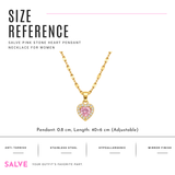Salve CZ Baby Pink Heart Pendant Necklace with sparkling pink heart charm on a silver chain.