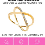 Salve Studded Cross Adjustable Ring for Women