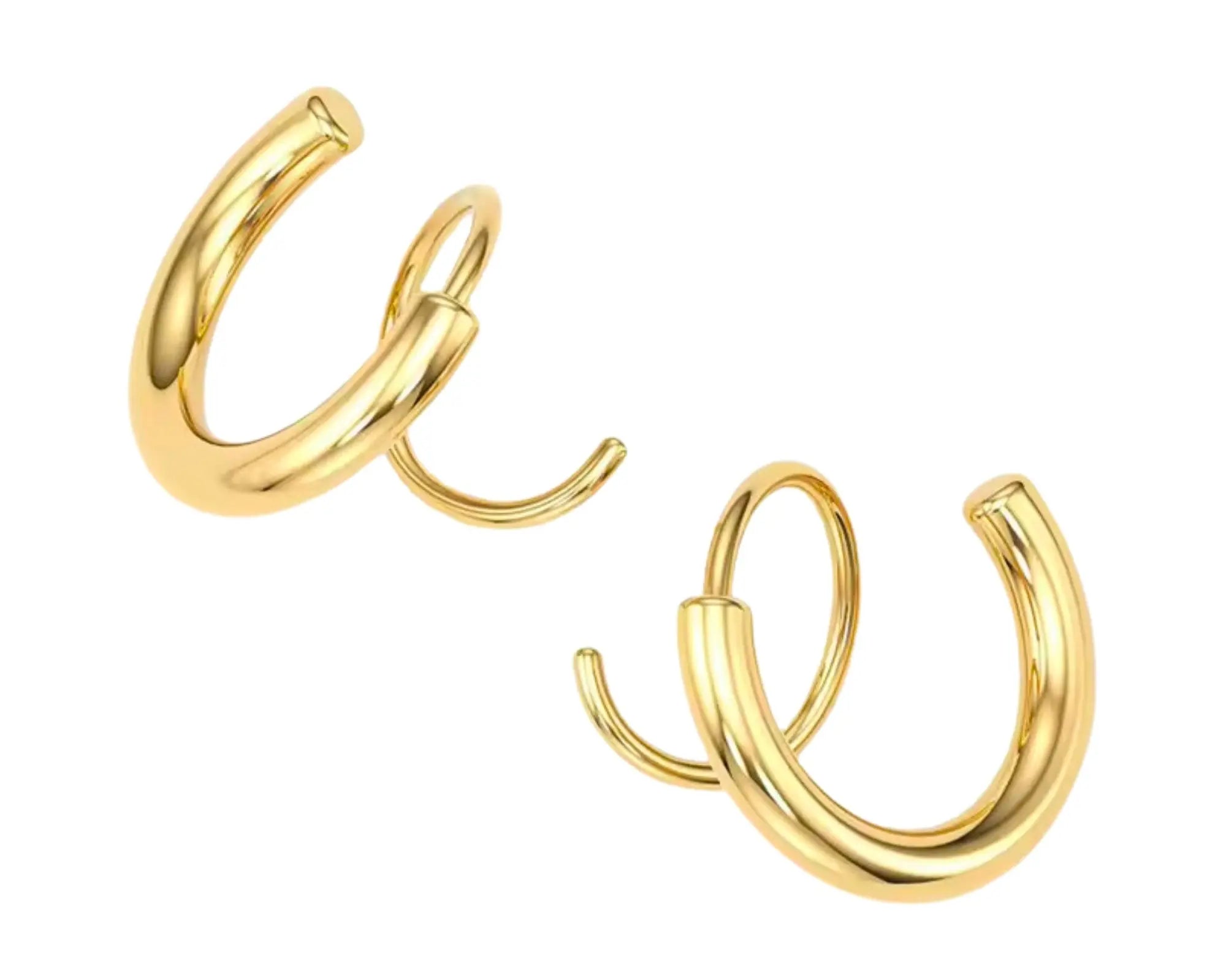 Salve 18K Gold Plated Faux Double Piercing Hoops - Salve
