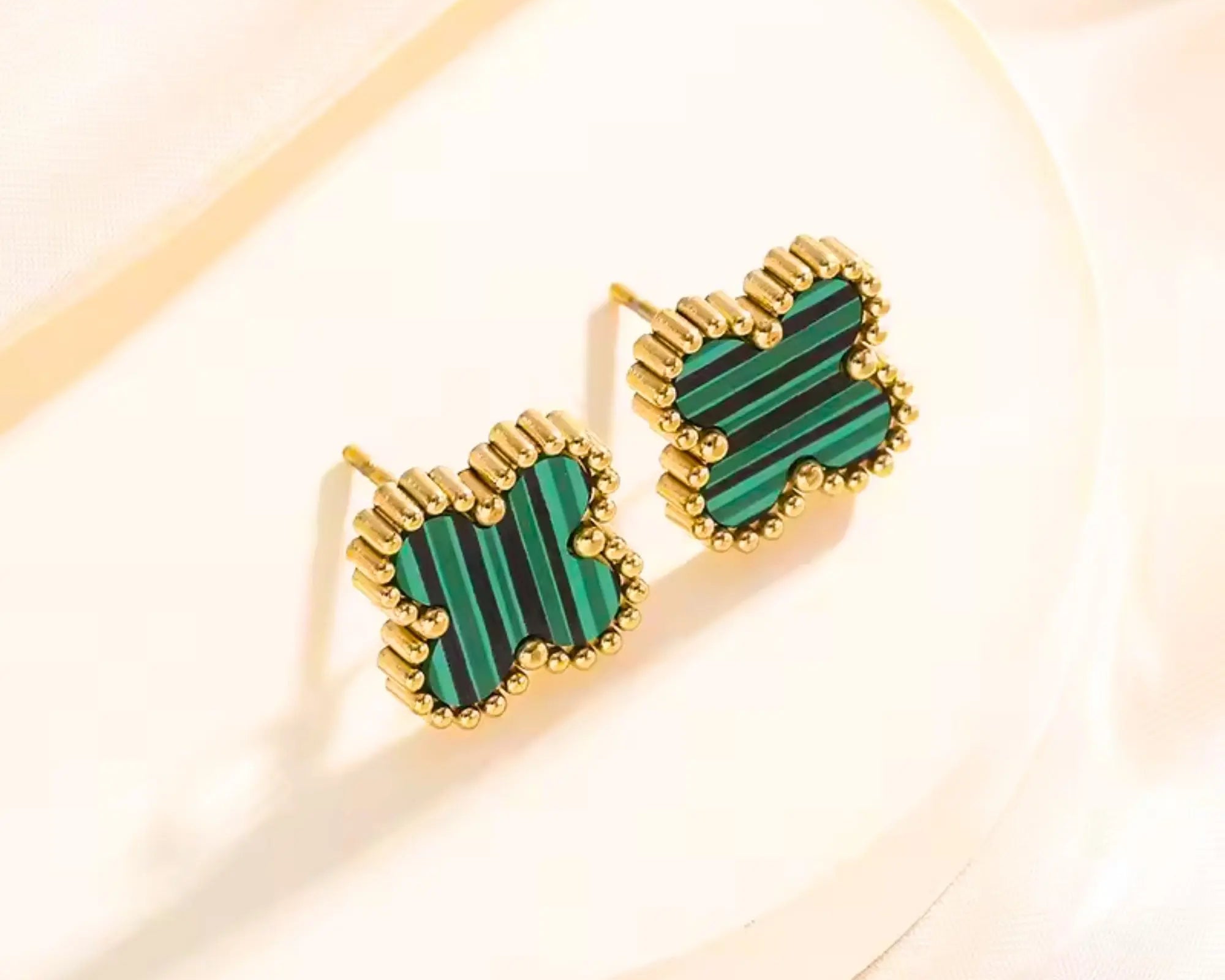 Salve Green Clover Stud Earrings - Salve