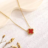 Salve Red Clover Dainty Pendant Necklace with Chain