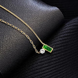 Emerald Green Rectangular Stone Pendant SALVE