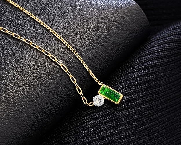 Emerald Green Rectangular Stone Pendant SALVE