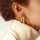 Salve C-Shape Gold Hoop Earrings for Women