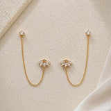 Salve Chic Marquise Flower Ear Chain Earrings featuring elegant marquise-shaped floral design on silver-toned earrings.
