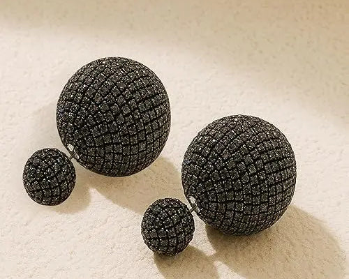 Salve 2 in 1 Double Sided Black Disco Ball Earrings - Salve