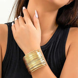 Salve Chunky Contemporary Gold Bangle Stack Cuff Bracelet