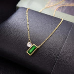 Emerald Green Rectangular Stone Pendant SALVE