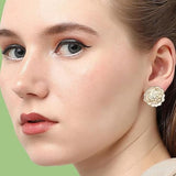 Salve White Rose Stud Earrings for Women Stylish