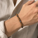 Salve tiger eye bead bracelet for men featuring polished round beads and an adjustable cord for stylish wristwear.