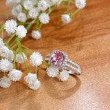 Salve Pink Solitaire Halo Ring for Women