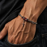 Crimson Cross Bracelet for Men
