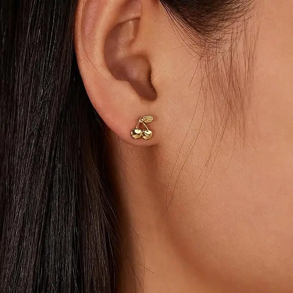 Salve Tiny Cherry Stud Earrings for Women - Salve