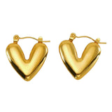 Salve hinged hoop heart earrings with gold-tone finish, featuring a heart-shaped pendant and secure hinge closure.