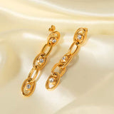 Salve Zirconia Contemporary Gold-Toned Dangle Earrings