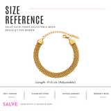Gold-toned mesh adjustable bracelet from SALVE, featuring a sleek and stylish design with a secure clasp.