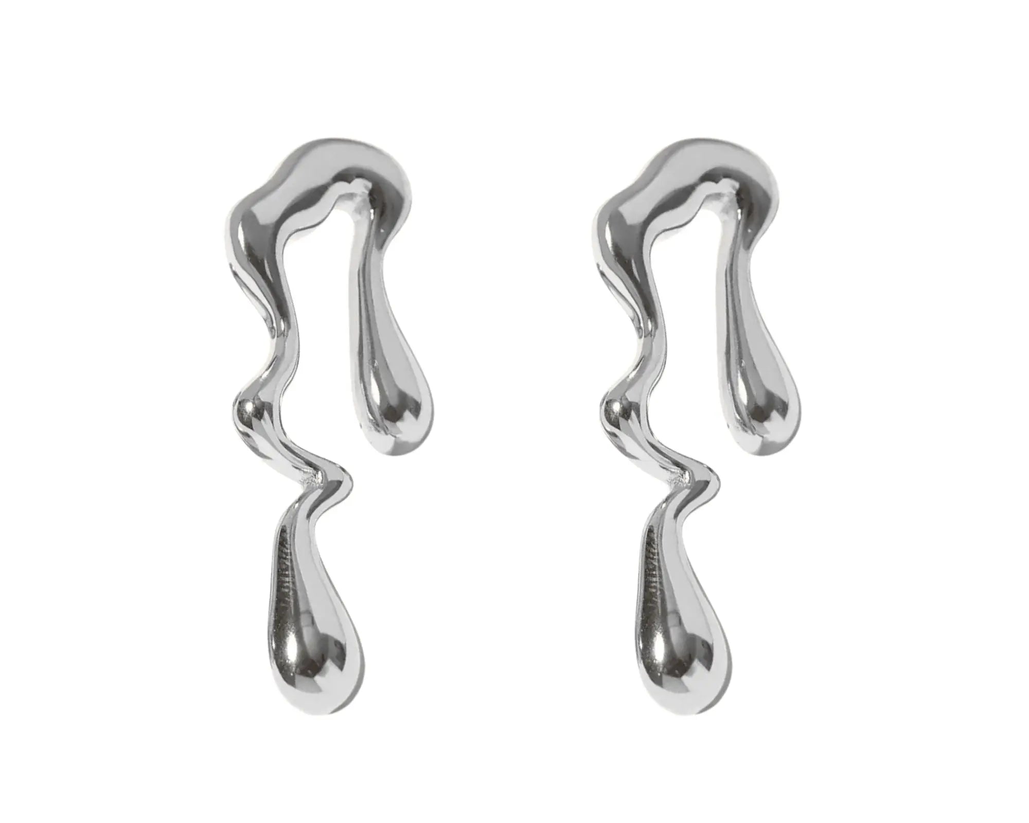 Salve Melting Drip Silver Abstract Earrings - Salve