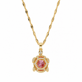 Baby Pink CZ Turtle Pendant