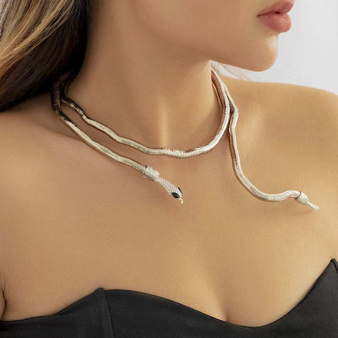Salve ‘Serpent’ Multi Styling Silver Bendable Statement Snake Choker Necklace Bracelet
