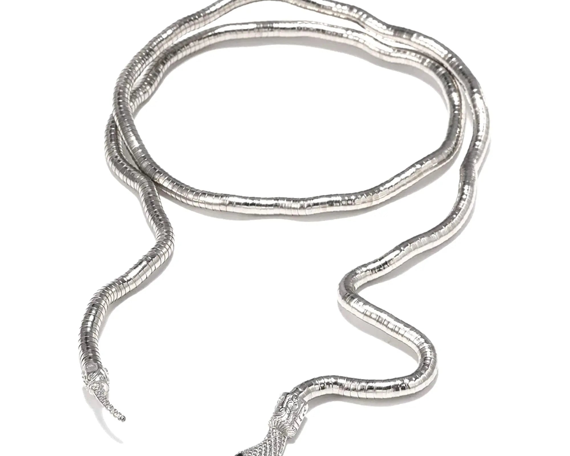 Salve Serpent Multi Styling Silver Bendable Snake Choker Necklace Bracelet - Salve