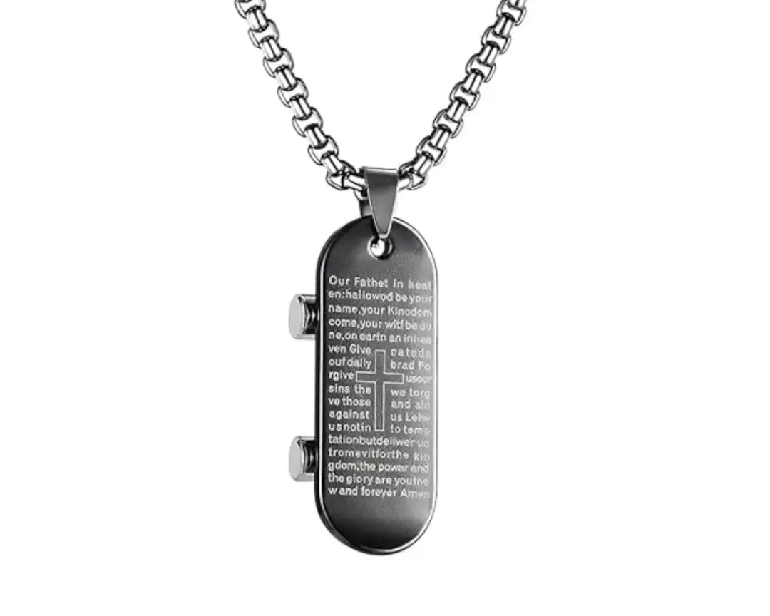 Skateboard Pendant Silver Chain for Men - Salve