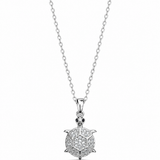 Stainless steel CZ turtle pendant necklace with detailed turtle design, crafted by SALVE, on a sleek chain.