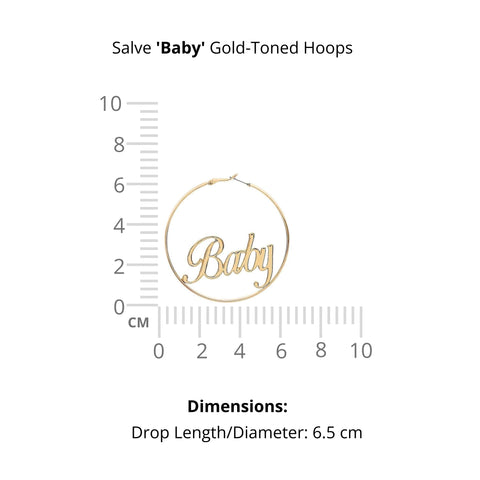 Salve ‘Baby’ Letter Oversized Gold Hoop Earrings for Women | Chic, Chunky, Oversized Hoops for Girls