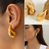 Salve Bottega-Inspired Teardrop Chunky Gold Earrings