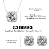 Salve Silver Solitaire Stainless Steel Pendant Necklace & Earrings Set
