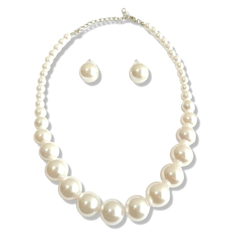 Salve ‘Diva’ Faux Pearl Studs & Necklace Fashion Jewellery Set | Classic, Festive, Statement, Moti Mala & Fancy Big Pearl Earrings Combo