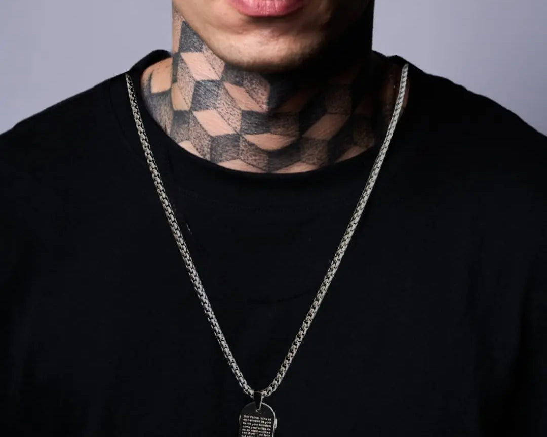 Skateboard Pendant Silver Chain for Men - Salve