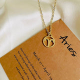 Salve Astrology Astro Chic Zodiac Sign Pendant Gold Chain Necklace - Aries
