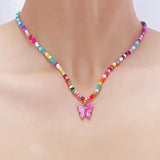 Salve Pink Butterfly Quirky Multicolour Beaded Necklace for Women