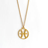 Salve Astrology Astro Chic Zodiac Sign Pendant Chain Gold Necklace - Pisces