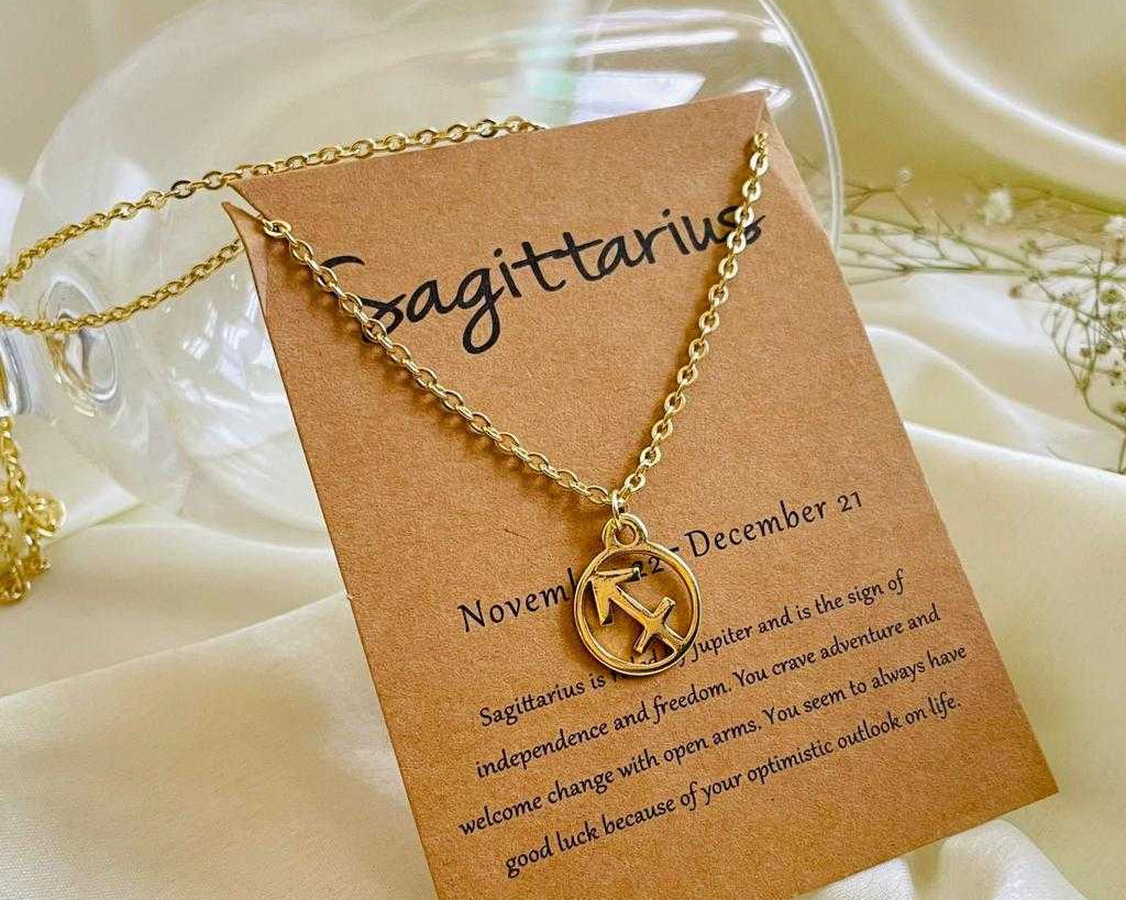 Salve Astrology Astro Chic Zodiac Sign Pendant Chain Gold Necklace - Sagittarius SALVE