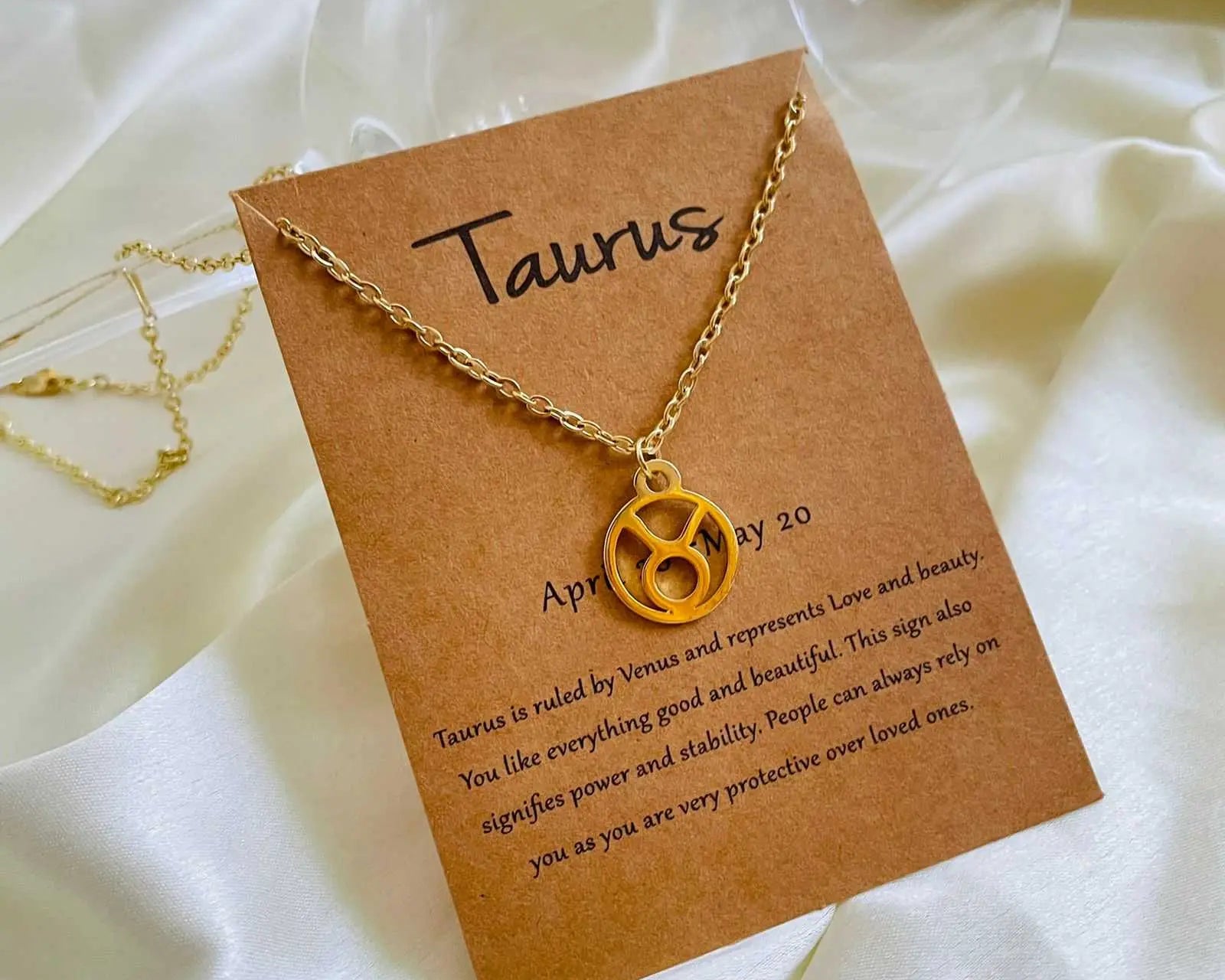 Salve Astrology Astro Chic Zodiac Sign Pendant Chain Gold Necklace - Taurus SALVE