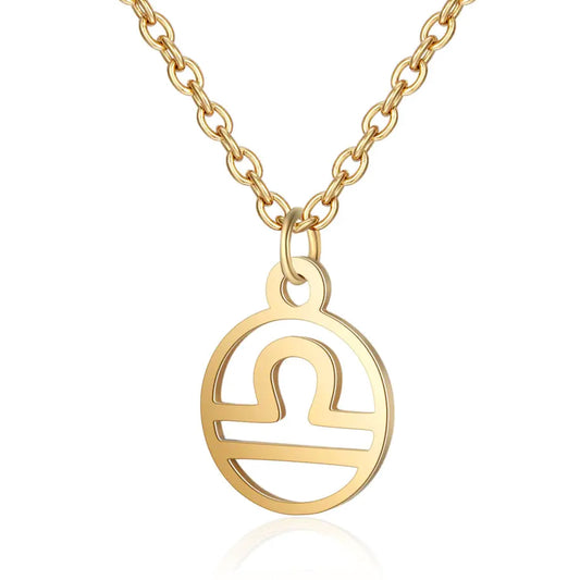 Salve Astrology Astro Chic Zodiac Sign Pendant Chain Gold Necklace - Libra