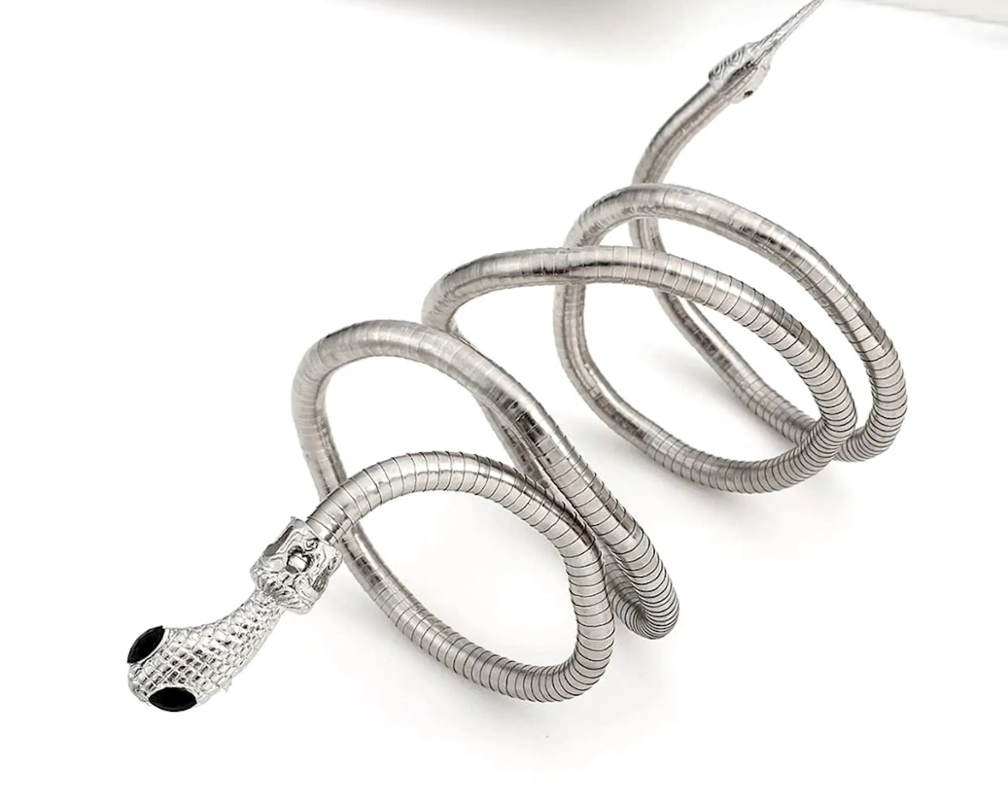 Salve Serpent Multi Styling Silver Bendable Snake Choker Necklace Bracelet - Salve