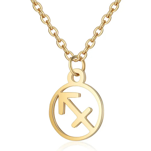 Salve Astrology Astro Chic Zodiac Sign Pendant Chain Gold Necklace - Sagittarius
