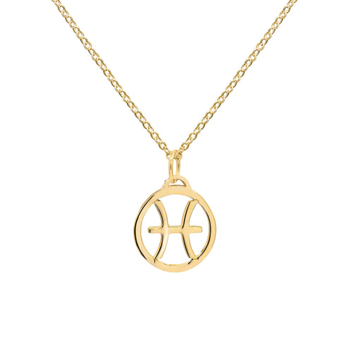 Salve Astrology Astro Chic Zodiac Sign Pendant Chain Gold Necklace - Pisces