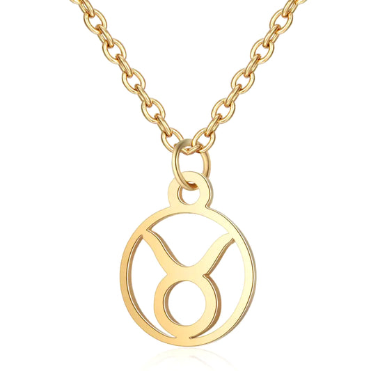 Salve Astrology Astro Chic Zodiac Sign Pendant Chain Gold Necklace - Taurus